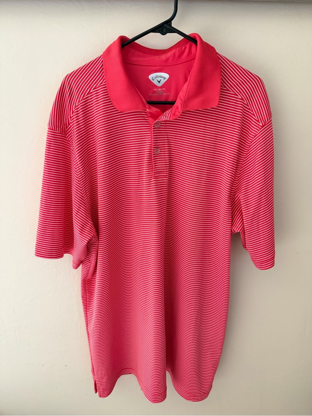 Mens Callaway Red White Fine Line Striped Polo Golf Shirt NWOT Sz XXL